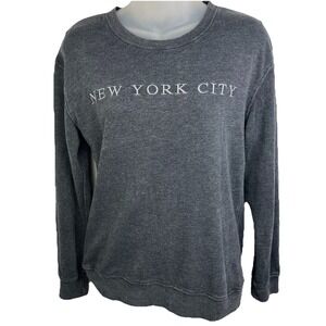 Fifth Sun New York City Crew-neck Sweatshirt Gray Embroidered Women's Size XS
